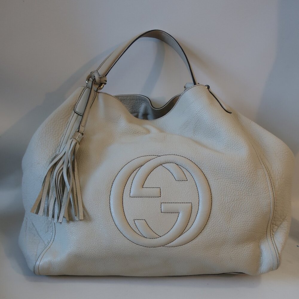 Gucci White Soho Leather Hobo Bag